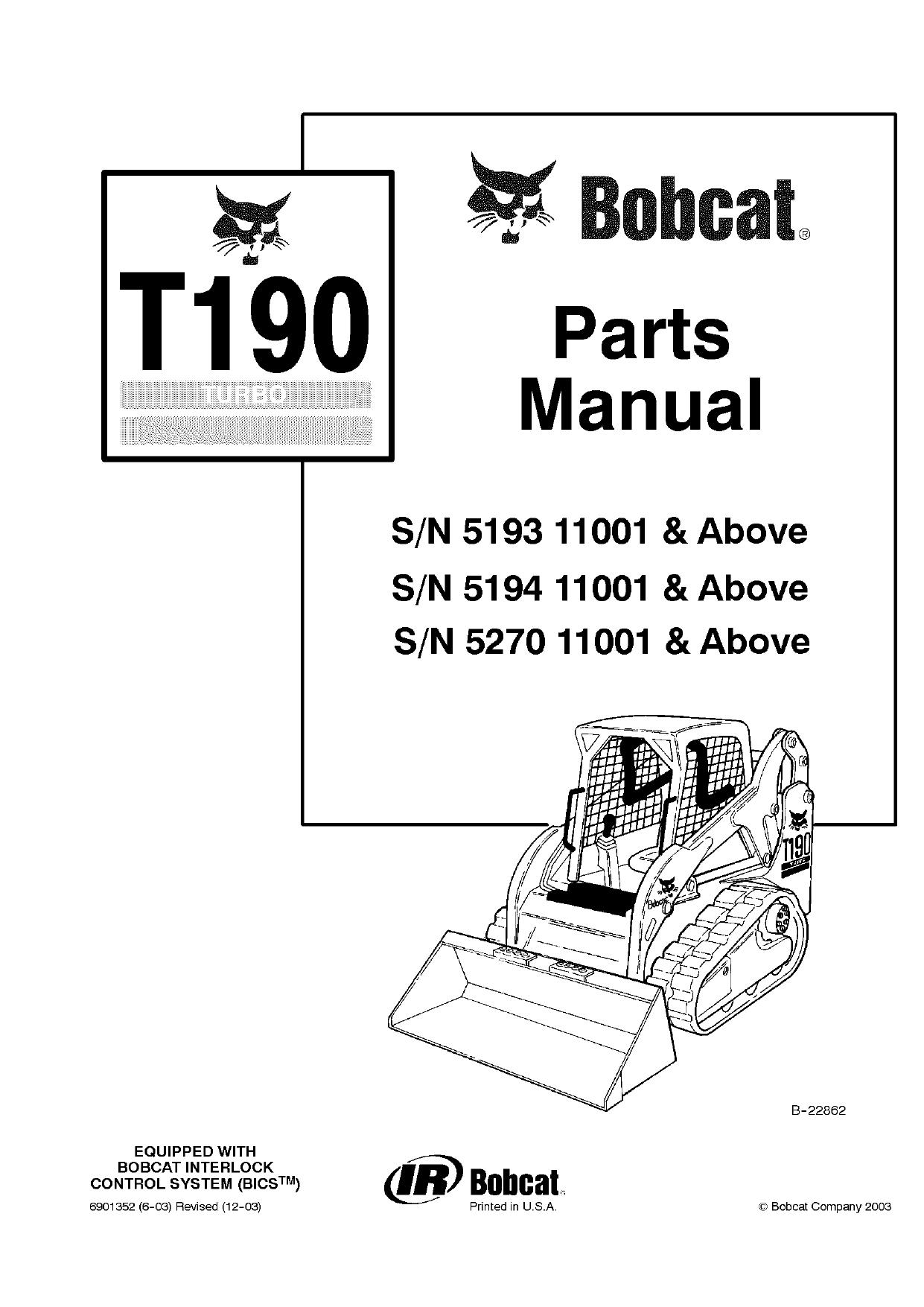 T190 G parts manual Bobcat